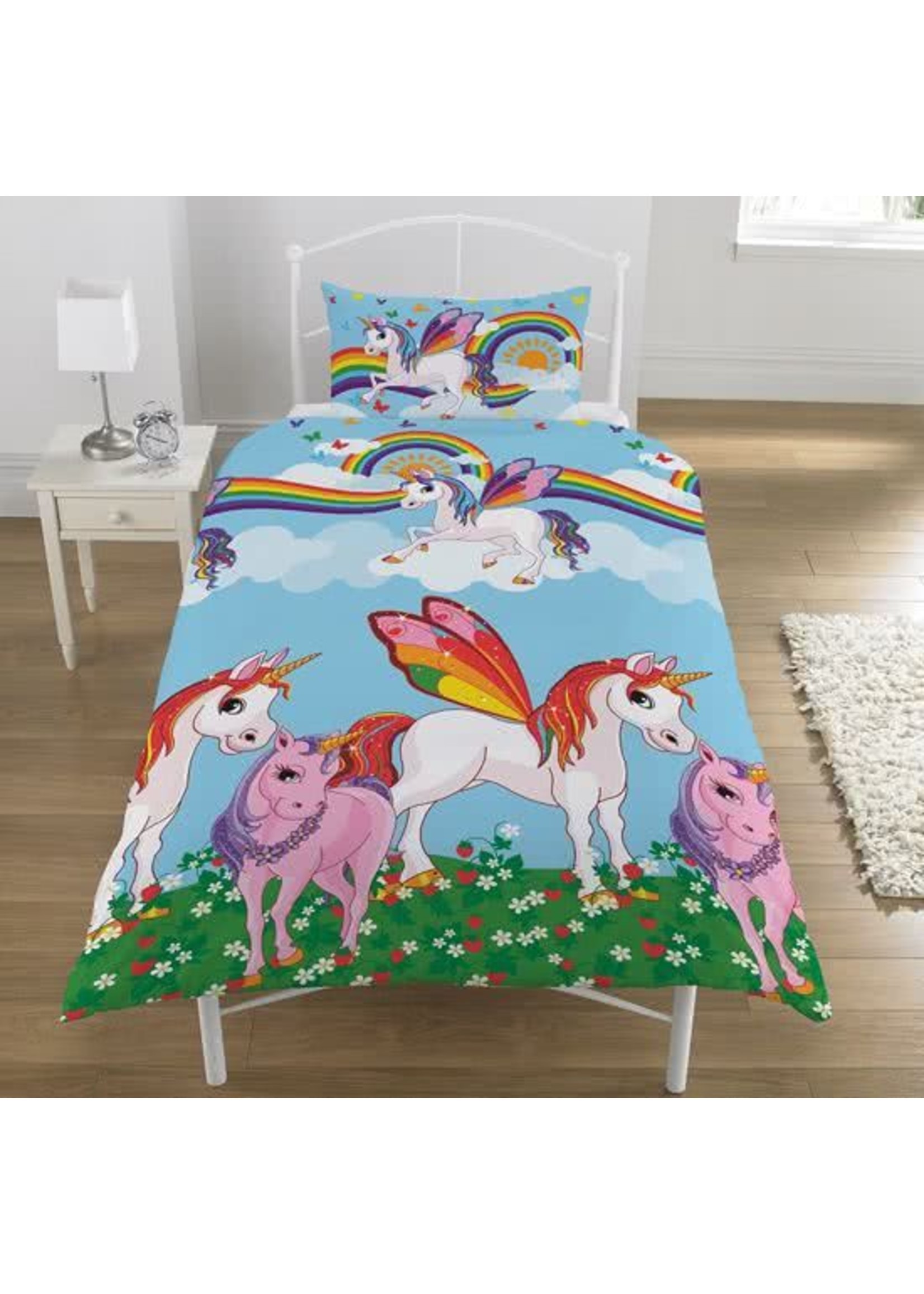 Kidz Regenboog Unicorn Dekbedovertrek