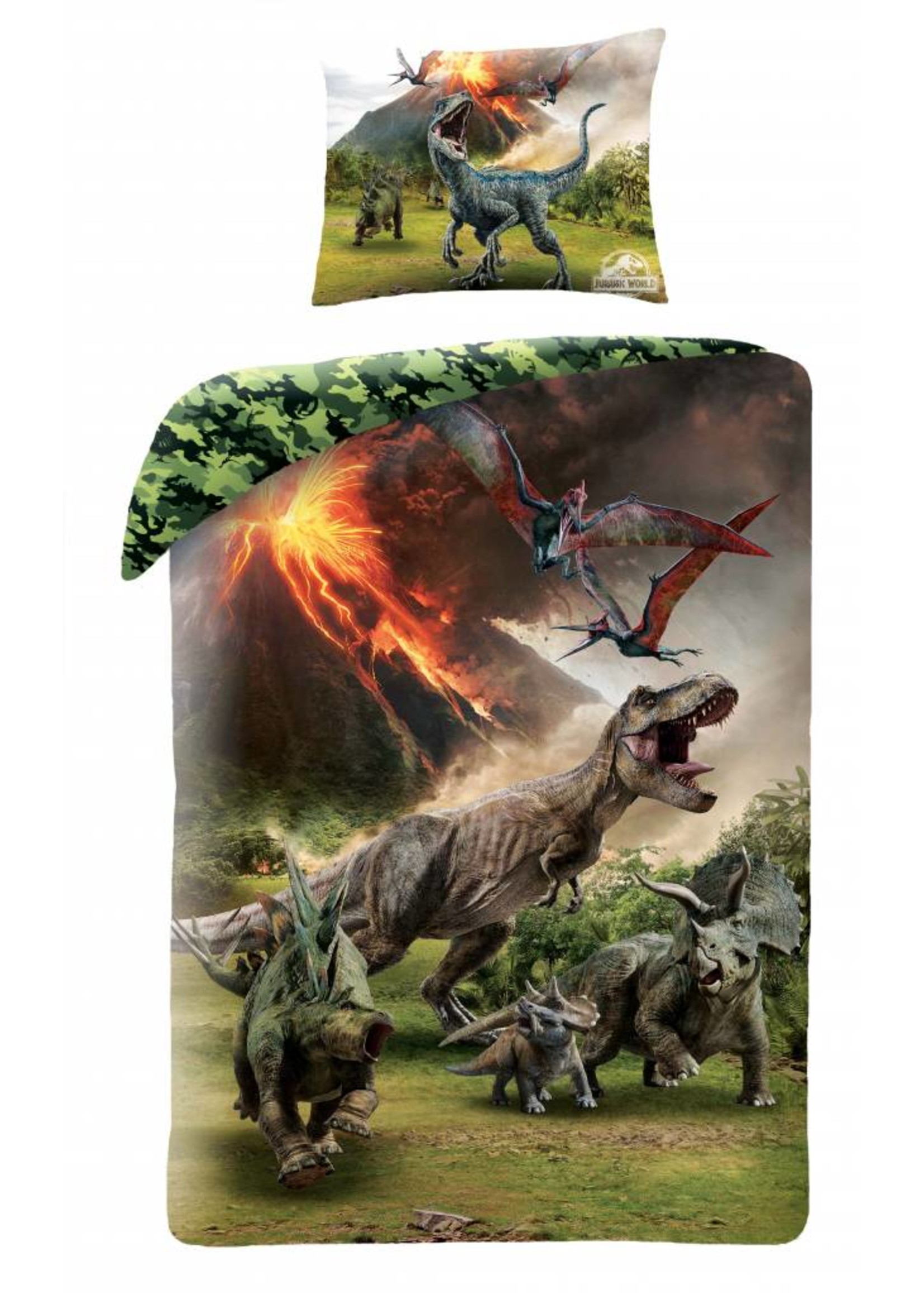 Jurassic Worlds Duvet Cover Set Dinosaur Volcano