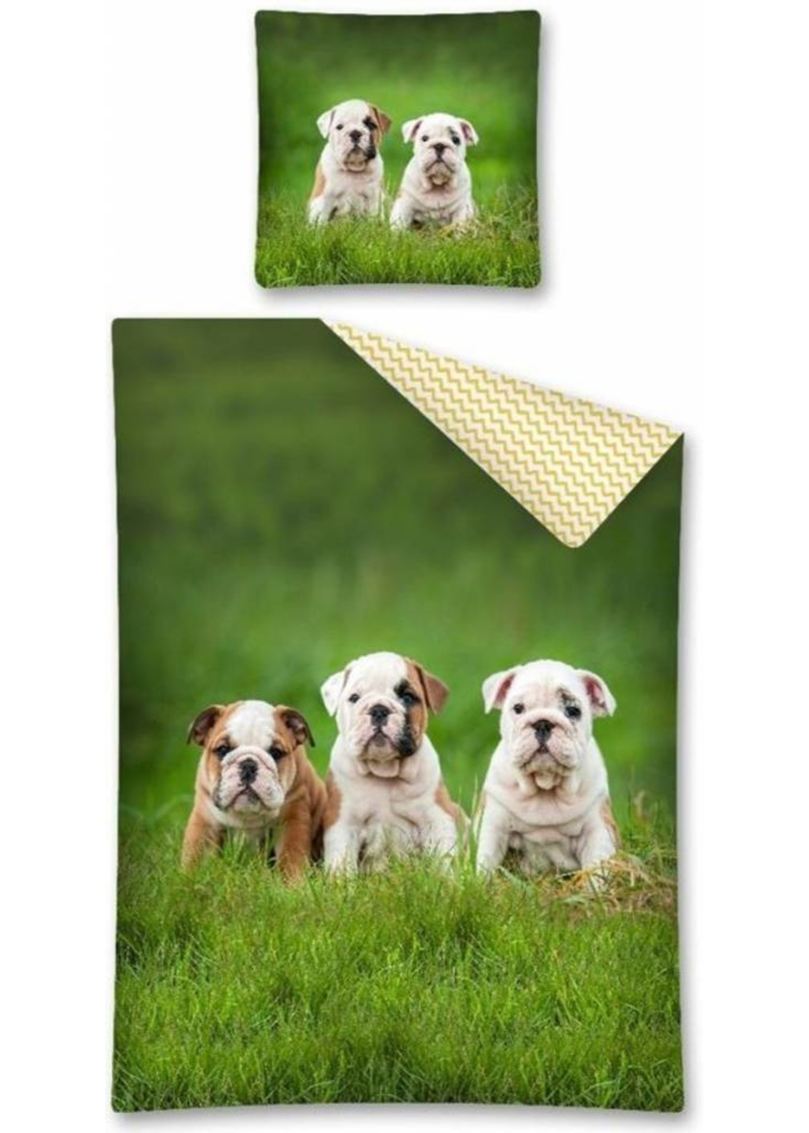 Bulldog Duvet Cover Set Pups