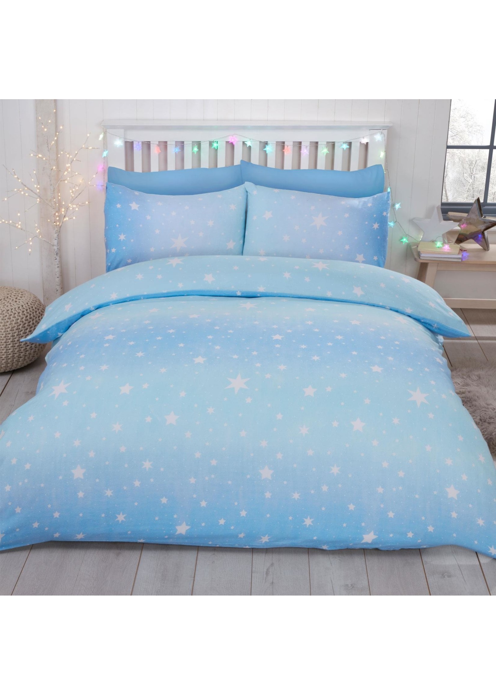 Starbust DOuble Duvet Cover Set Blue