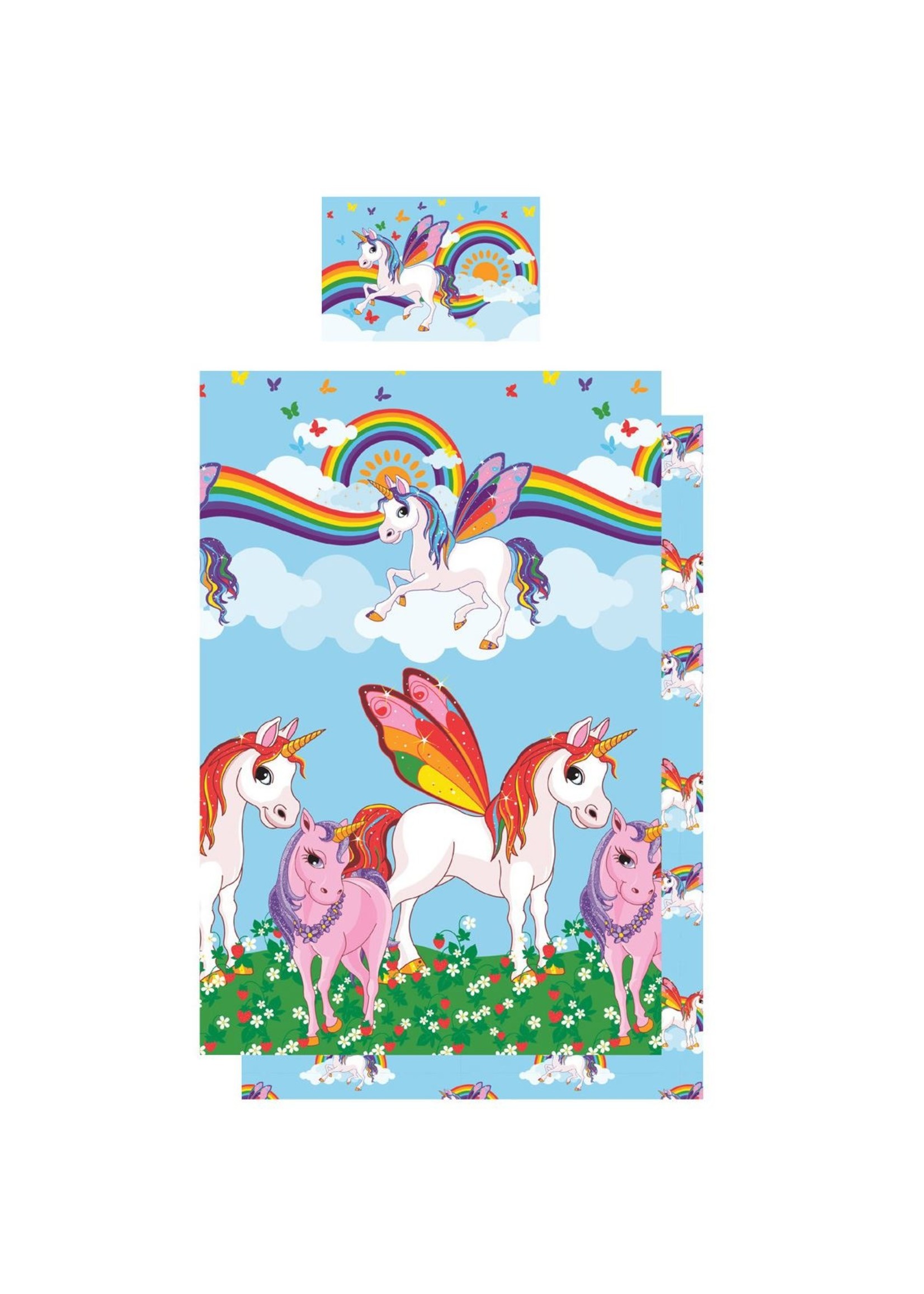 Kidz Regenboog Unicorn Dekbedovertrek