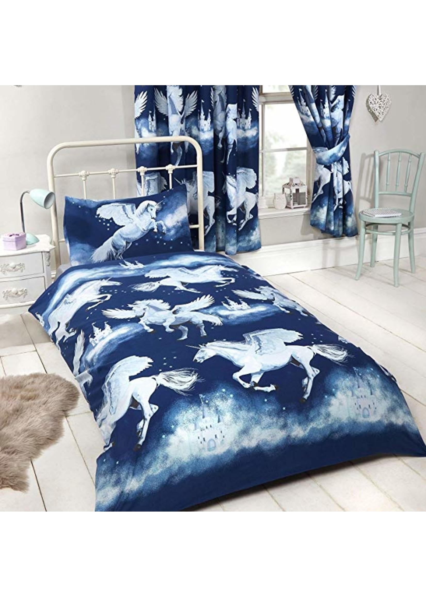 Unicorn Duvet Cover Set Blue