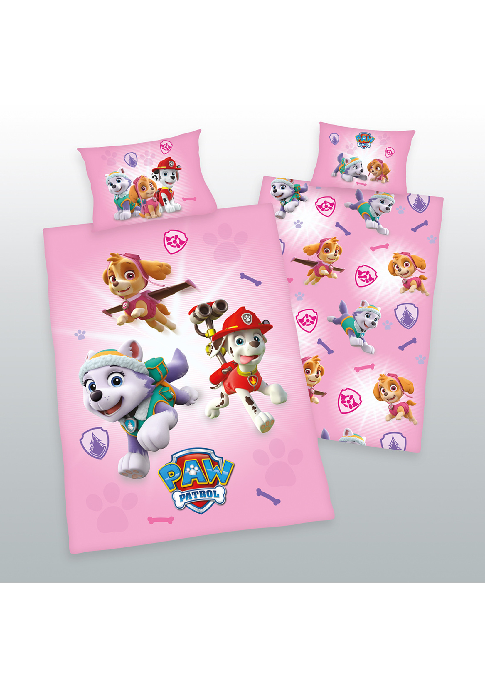 Nickelodeon Paw Patrol  Paw Patrol Junior Duvet Cover Set Pink Chase Rubble Marshall