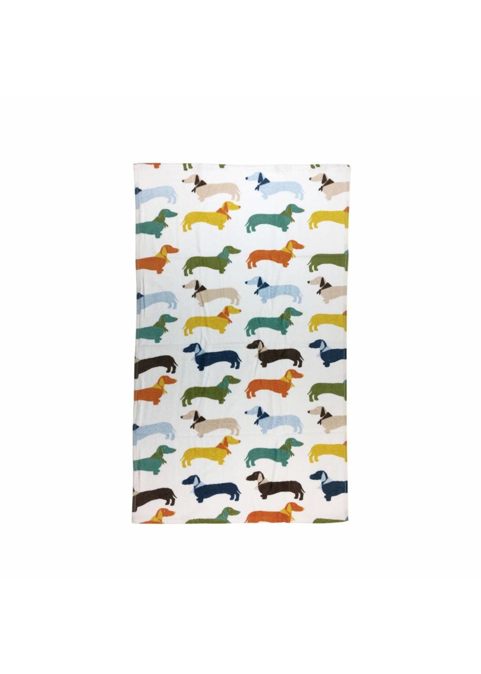 Sausage Dog Bath Towel White