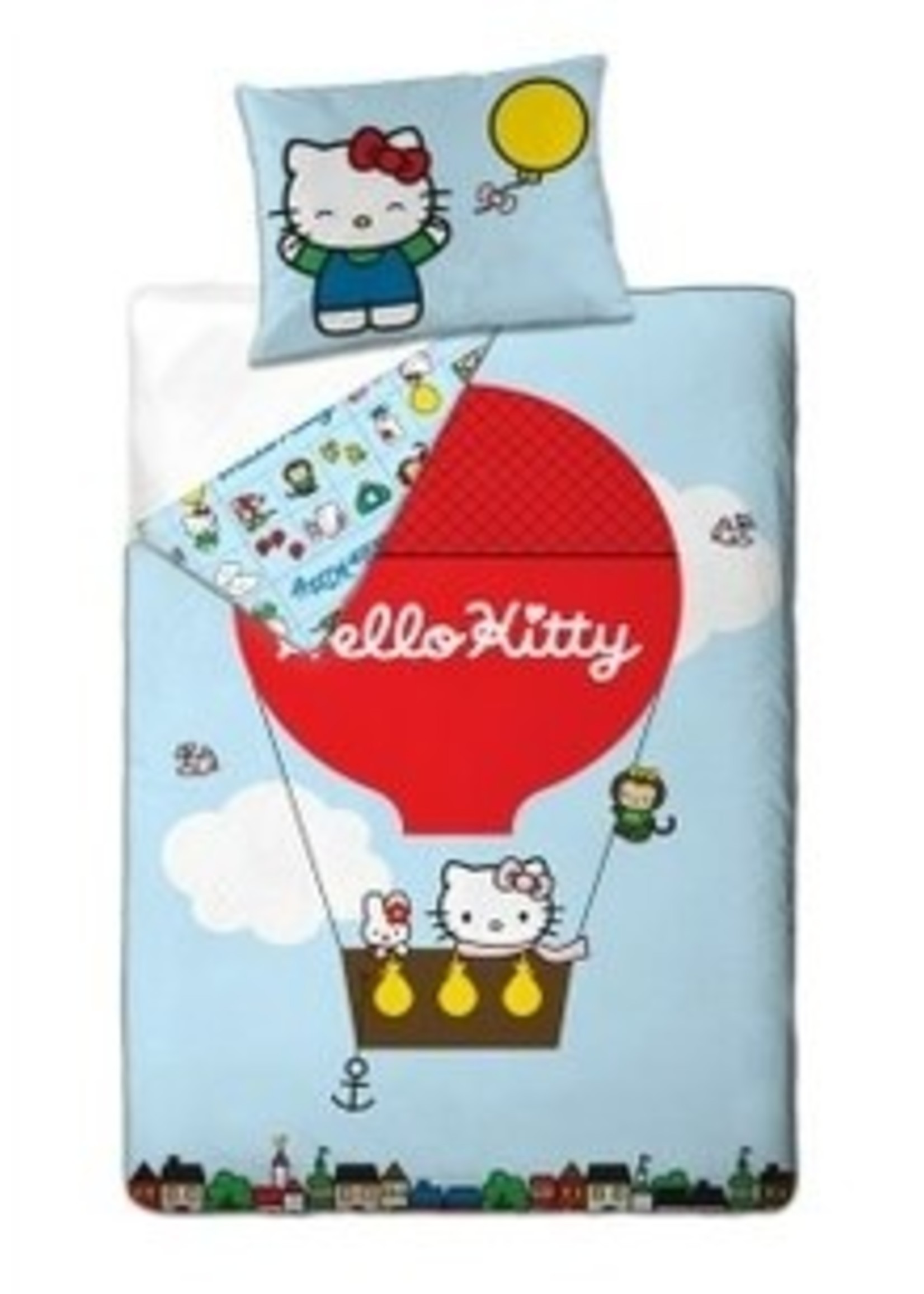 Sanrio  Hello Kitty Organic Katoen Dekbedovertrek Balloon Rood
