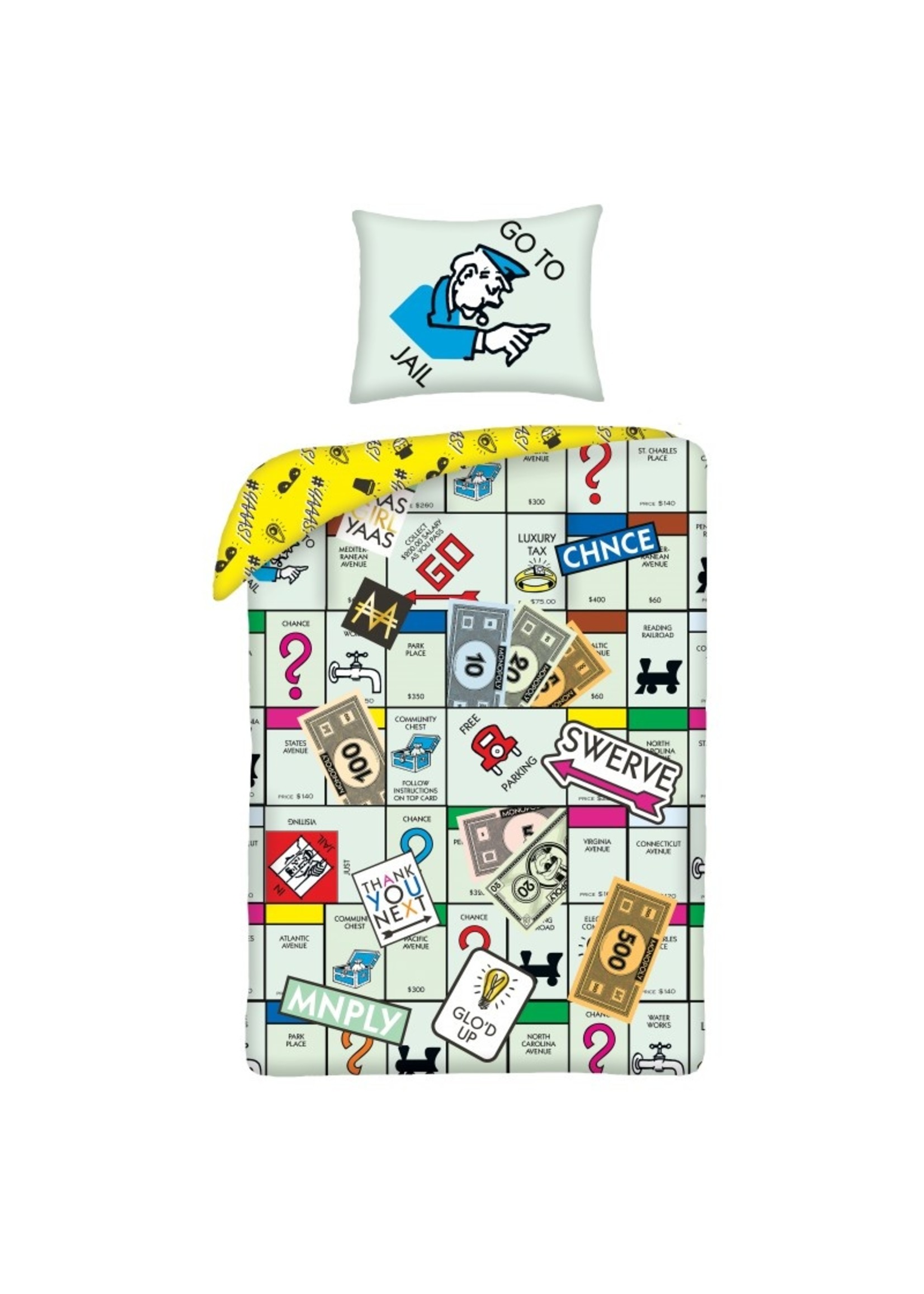 Monopoly Single Duvet 140x200cm 100%cotton Pillowcase 70x90cm