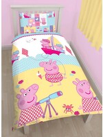 Peppa Pig on the Beach Dekbedovertrek Eenpersoons 135x200cm Polyester