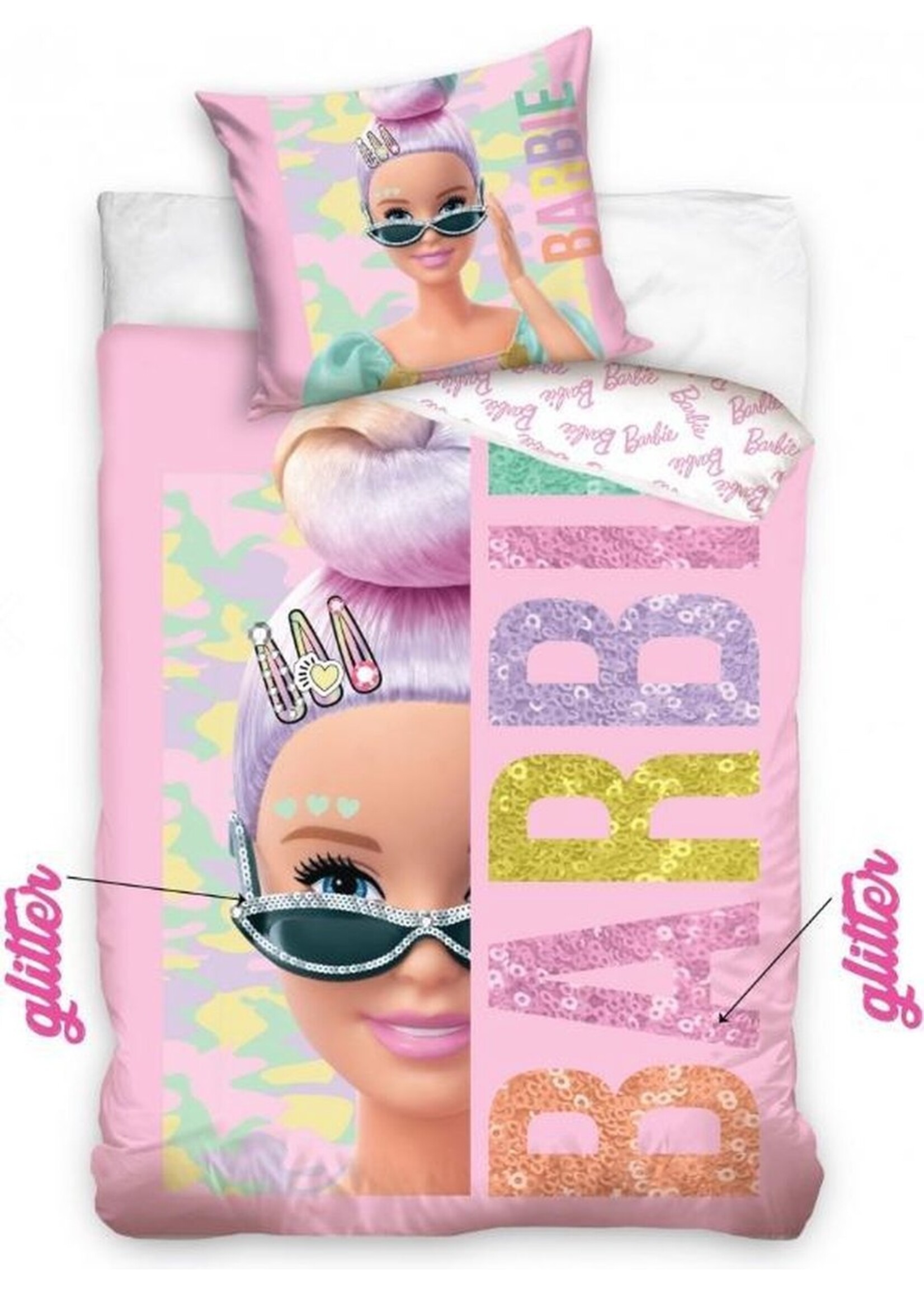 Barbie Dekbedovertrek Glitter - Eenpersoons - 140 x 200 cm - Katoen