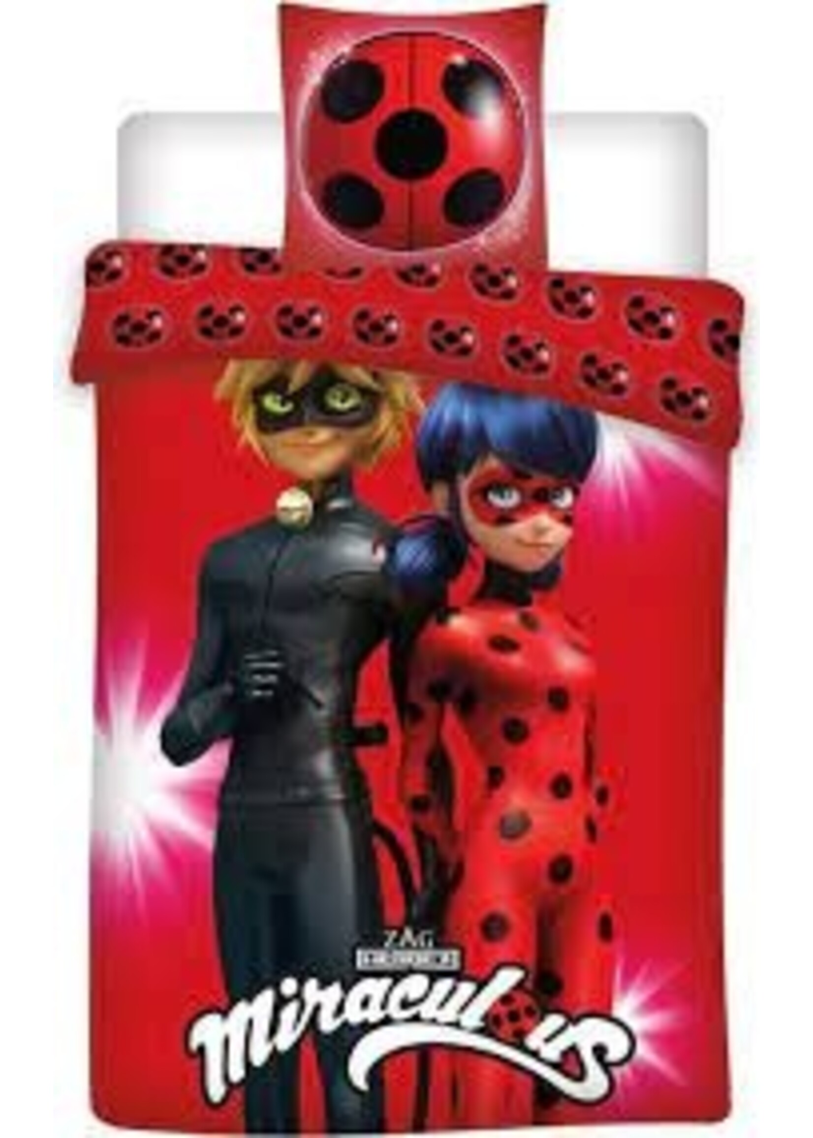 Miraculous Miraculous Eenpersoons Dekbedovertrek Ladybug en Cat Noir