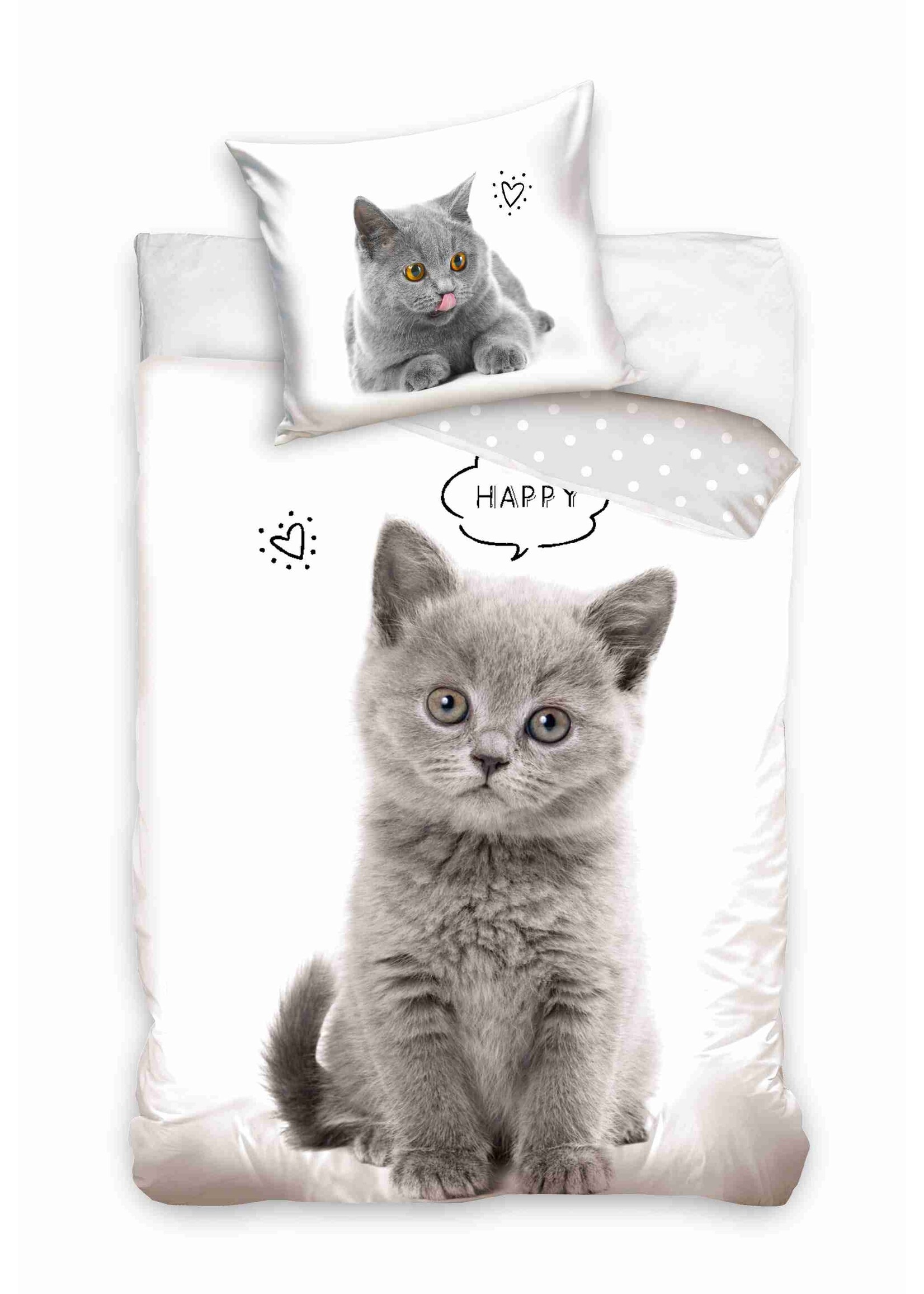 Cat Duvet 140x20cm  Pillowcase 60x70cm 100% Cotton