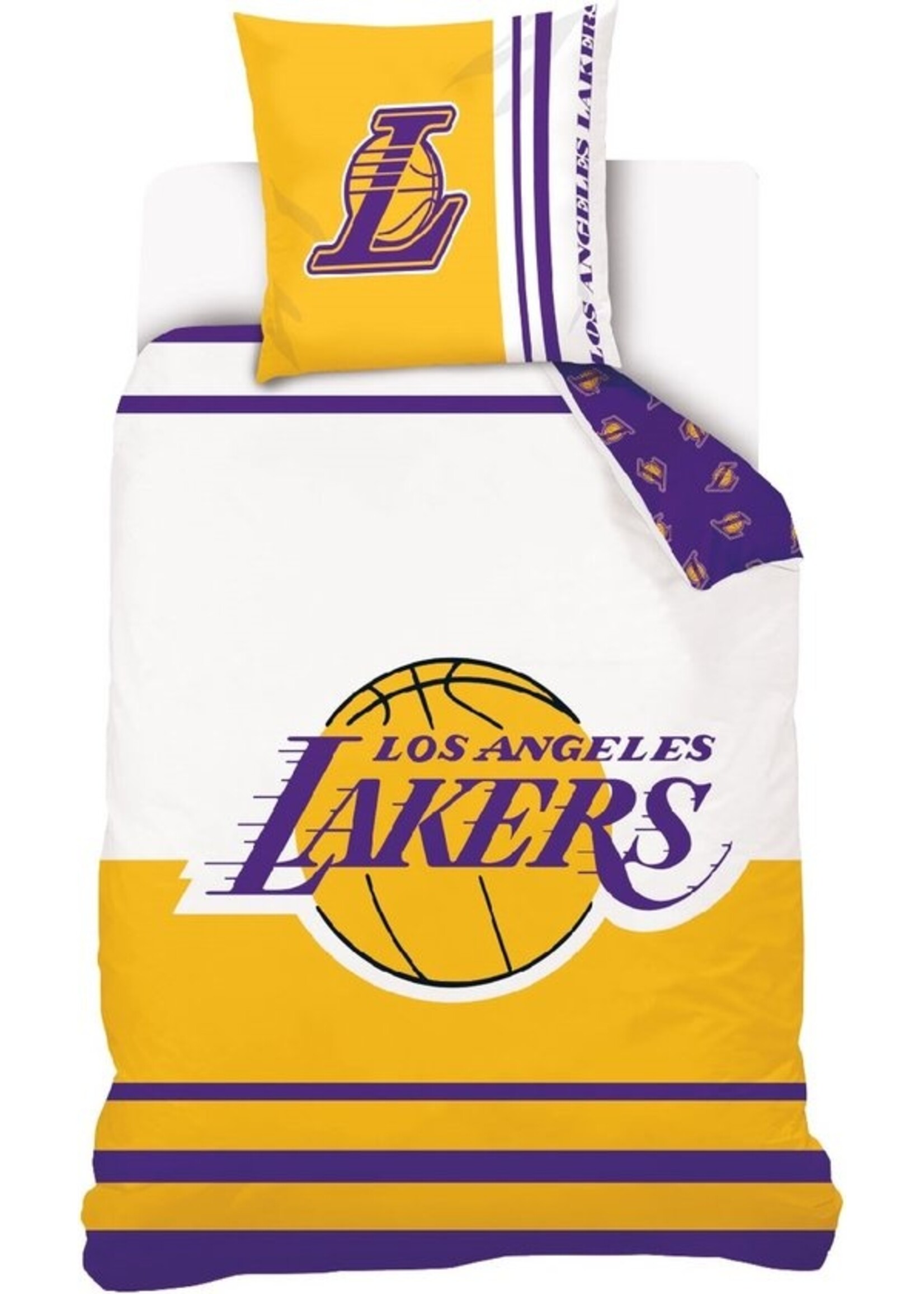 Lakers Dekbedovertrek, Basketball - Eenpersoons - 140 x 200 cm - Katoen