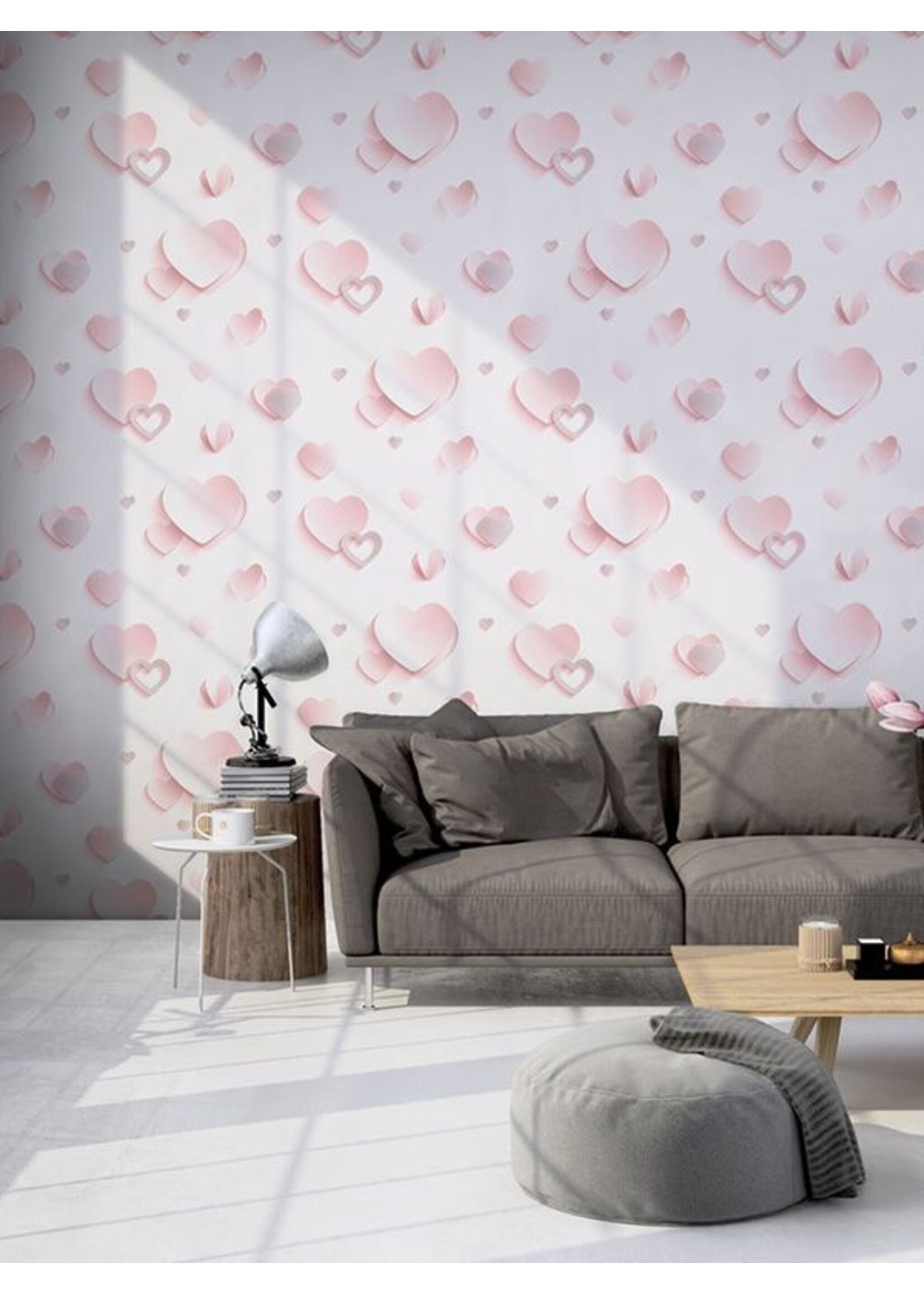 3D Hearts Glitter Wallpaper Pink Muriva J92603