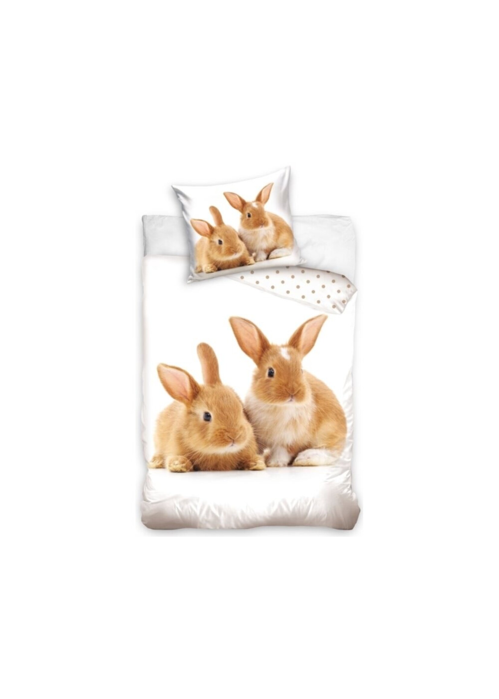 Single Duvet Rabbit Bunny- 140 x 200 cm Pillowcase 65 x 65 cm - Cotton