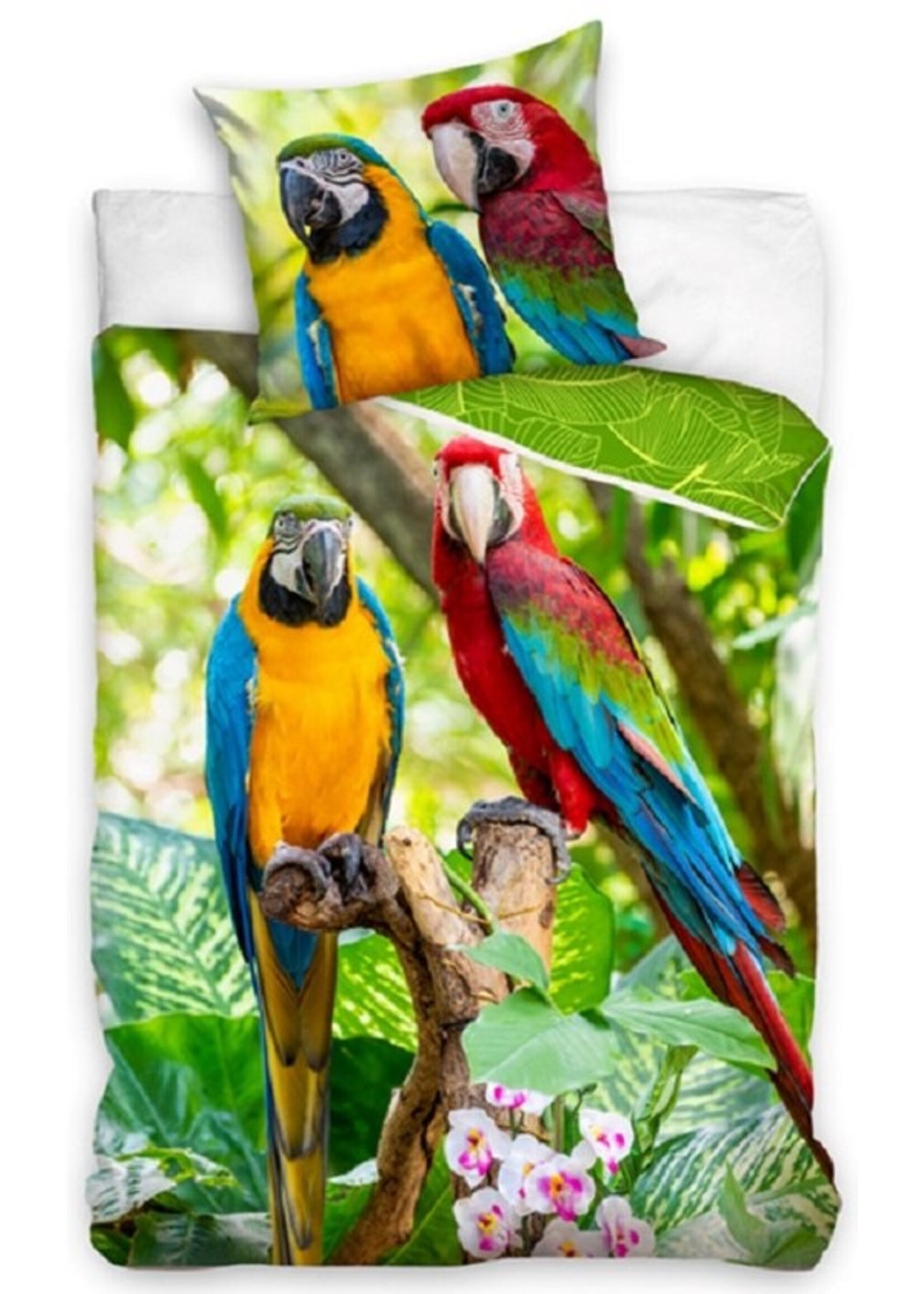 Animal Pictures Single Duvet, Papegaai  140 x 200 cm - Cotton