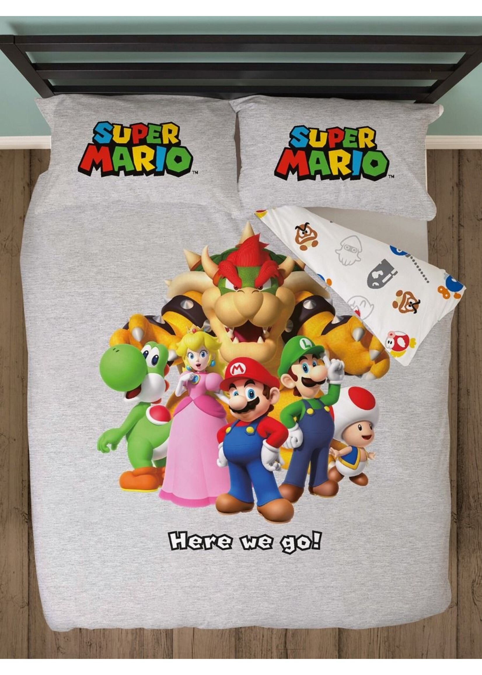 Super Mario Bedding SetMario Grey Double Duvet Cover and Pillowcase SetSuper Mario Reversible Double Duvet Cover and Pillowcase Set Nintendo Super Mario Bros Here We Go Double Duvet Cover and Pillowcase Set Super Mario Bros Here We Go Double Duvet Cover