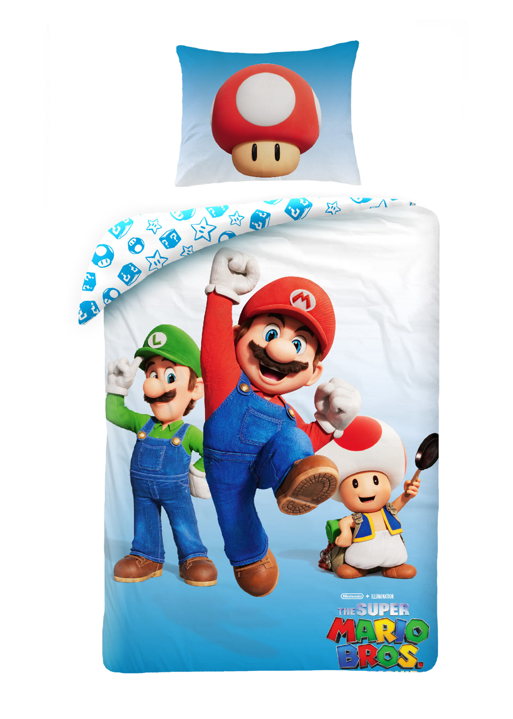 Nintendo Super Mario Mario Dekbedovertrek Eenpersoons 140x200cm Polyester Grote Kussensloop 70x90cm