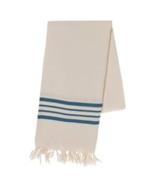 Lalay hamamdoek Krem Sultan natural petrol blue
