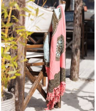 Call it Fouta! pareo Flower pink light blue