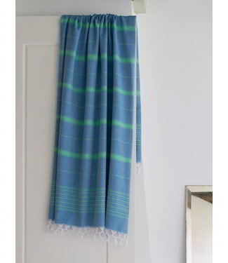 Ottomania 2 kleuren hamamdoek oceaanblauw/jade