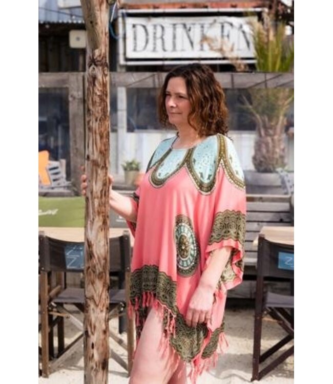 Call it Fouta! strandtuniek Flower pink light blue
