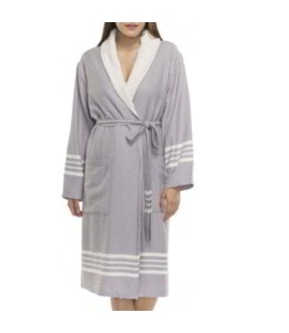 Lalay gevoerde hamam badjas Krem Sultan light grey