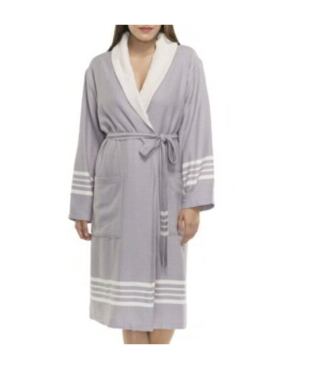 Lalay gevoerde hamam badjas Krem Sultan light grey