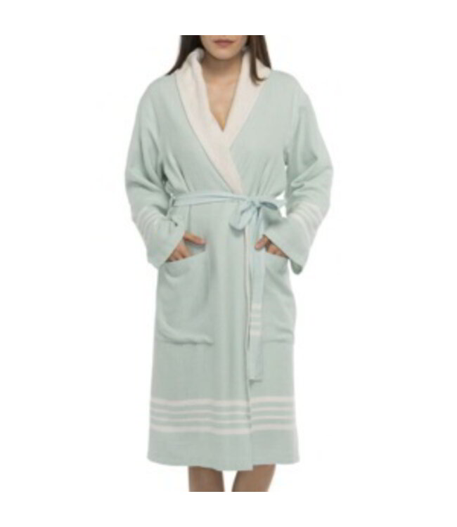 Lalay gevoerde hamam badjas Krem Sultan mint