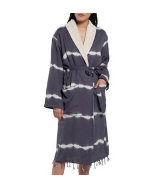 Lalay gevoerde tie dye badjas dark grey