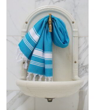 Ottomania kleine hamamdoek honingraat helderblauw