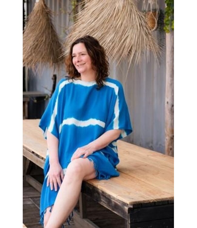 Lalay tie dye strandtuniek petrol blue
