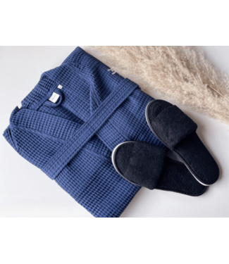 Hamams own wafel kimono badjas navy