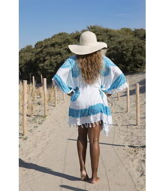 Call it Fouta! strandtuniek Flower white light blue