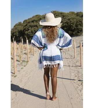 Call it Fouta! strandtuniek Flower white blue turquoise