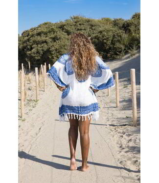 Call it Fouta! strandtuniek Flower white royal blue