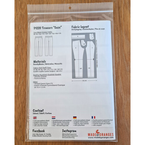 Paper pattern P1220 Trousers Suze paper pattern Paper pattern P1220 Trousers Suze paper pattern