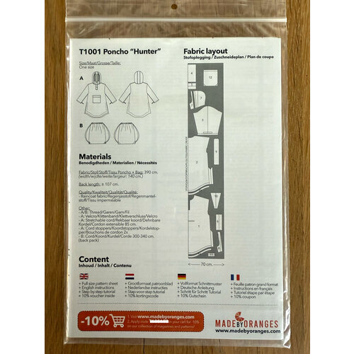 Paper pattern T1001 Poncho Hunter Papierschnittmuster