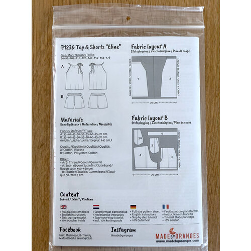 Paper pattern P1236 Top/Shorts Eline paper pattern Paper pattern P1236 Top/Shorts Eline paper pattern