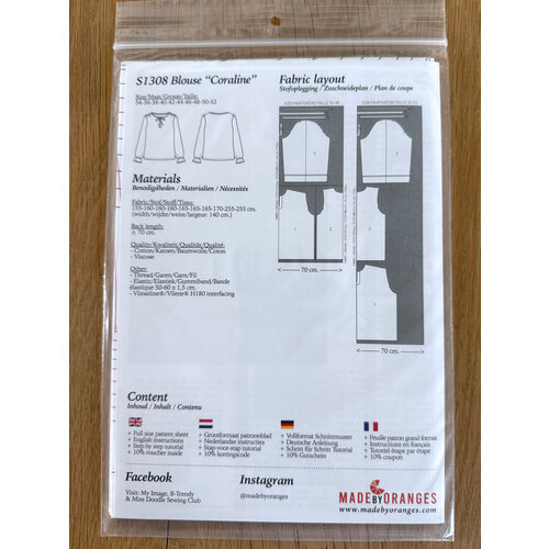 Paper pattern S1308 Blouse Coraline patron papier