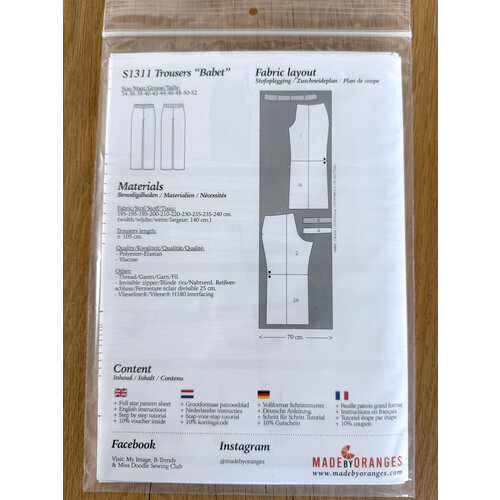 Paper pattern S1311 Broek Babet papierpatroon Paper pattern S1311 Broek Babet papierpatroon