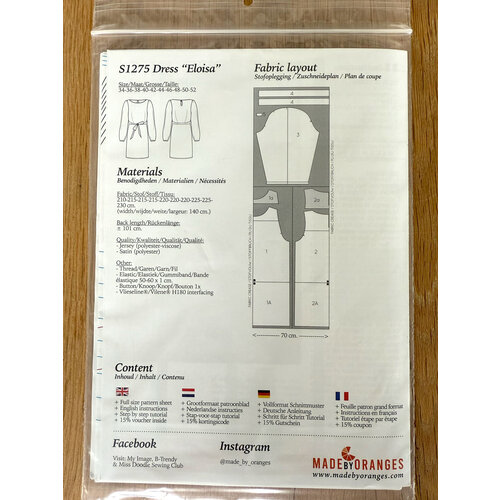 Paper pattern S1275 Robe Eloisa patron papier Paper pattern S1275 Robe Eloisa patron papier