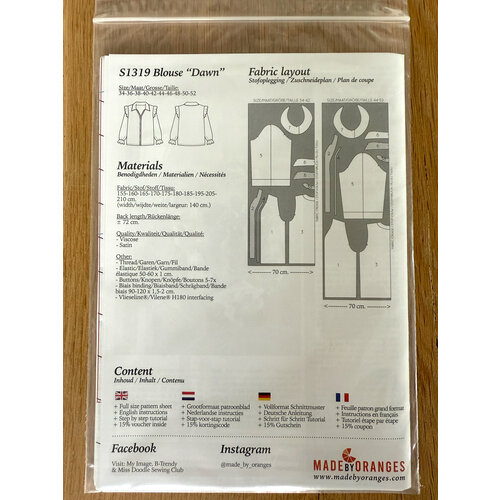 Paper pattern S1319 Blouse Dawn paper pattern Paper pattern S1319 Blouse Dawn paper pattern