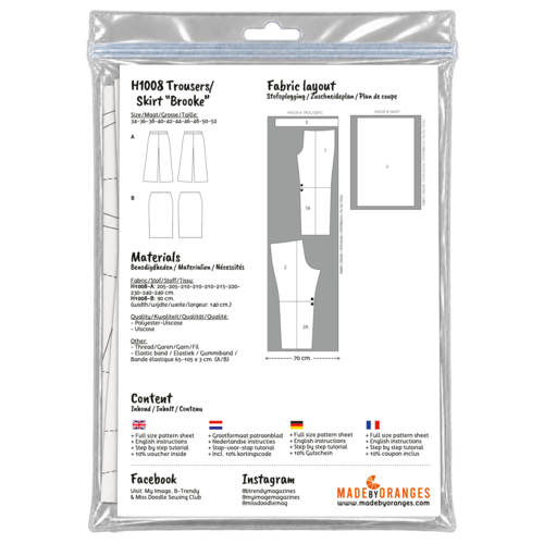 Paper pattern H1008 Trousers/skirt Brooke paper pattern Paper pattern H1008 Trousers/skirt Brooke paper pattern