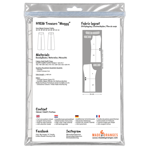 Paper pattern H1036 Broek Maggy papierpatroon Paper pattern H1036 Broek Maggy papierpatroon