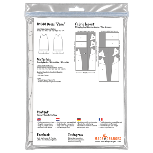 Paper pattern H1044 Jurk Zara papierpatroon Paper pattern H1044 Jurk Zara papierpatroon