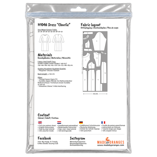 Paper pattern H1046 Kleid Charlie Papierschnittmuster Paper pattern H1046 Kleid Charlie Papierschnittmuster