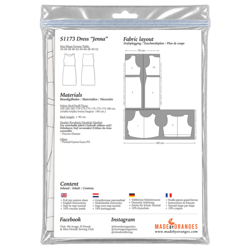 Paper pattern S1173 Jurk Jenna papierpatroon Paper pattern S1173 Jurk Jenna papierpatroon