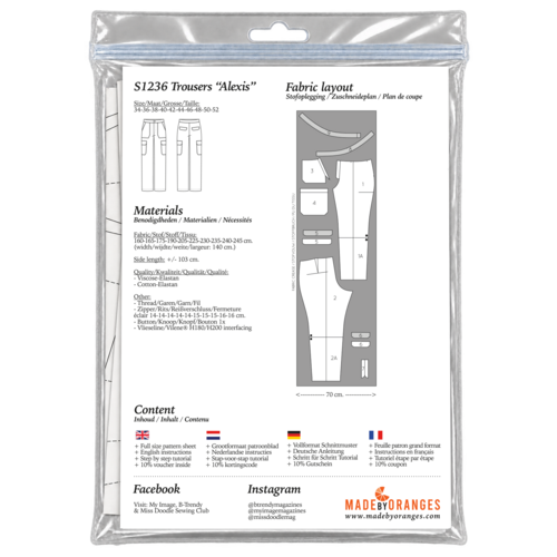 Paper pattern S1236 Hose Alexis Papierschnittmuster