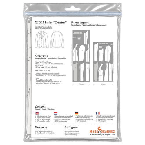 Paper pattern X1001 Jacke Cristine Papierschnittmuster