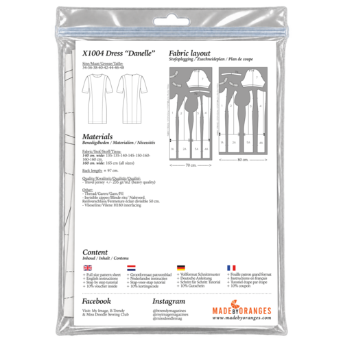 Paper pattern X1004 Kleid Danelle Papierschnittmuster Paper pattern X1004 Kleid Danelle Papierschnittmuster