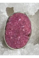 calciet roze ruw ring zilver